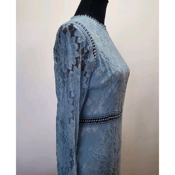 Pretty LittleThing Womens Floral Blue Lace 8 Dress Dusty Blue Transparent NWOT - Picture 15 of 16